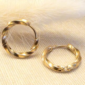 Edelstahl Creolen Damen 18K vergoldet – Gedrehte Ohrringe goldfarben Twisted Hoops „Livia“